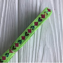 Тесьма вышиванка сердце и ромб, 0,9 см, салатовый, рулон 9 м