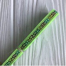 Тесьма вышиванка греческий узор, 0,8 см, салатовый, рулон 9 м