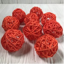 Ротанговый шарик, 5 см, оранжевый, упаковка 10 шт.