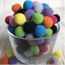 Помпоны (микс), 1,5 см, цветной микс, упаковка 1000 шт.