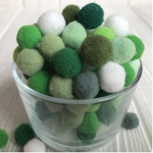 Помпоны (микс), 1,5 см, зеленый микс, упаковка 1000 шт.