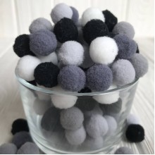 Помпоны (микс), 1,5 см, серый микс, упаковка 1000 шт.