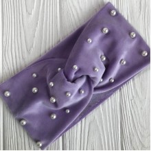 Повязка спорт велюр с жемчугом, 11 см, лиловый, шт.