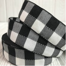 Котоновая лента крупная клетка, 1,5 см, черная, рулон 18 м