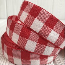 Котоновая лента крупная клетка, 4 см, красная, рулон 18 м