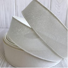 Котоновая лента с проволочным кантом, 3,8 см, молочная, рулон 23 м