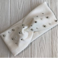 Повязка ангора с микс жемчугом, 10,5 см, белая, шт.