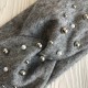 Повязка ангора с микс жемчугом, 10,5 см, серая, шт.