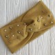Повязка ангора с микс жемчугом, 10,5 см, горчичная, шт.