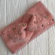 Повязка ангора с микс жемчугом, 10,5 см, розово-персиковая, шт.