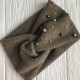 Повязка ангора широкая с жемчугом, 13 см, хаки, шт.