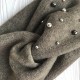 Повязка ангора широкая с жемчугом, 13 см, хаки, шт.