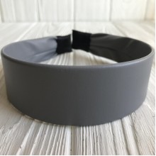 Обруч из экокожи широкий, 4 см, серый, шт.