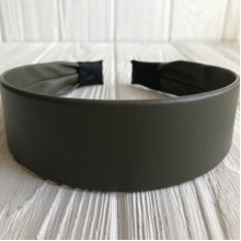Обруч из экокожи широкий, 4 см, хаки, шт.