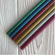 Термоклей 7 мм, цветной микс с глиттером, 20 см, упаковка 6 шт.