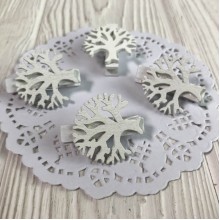 Прищепка-декор, 3,5х3 см, белое дерево, упаковка 12 шт.