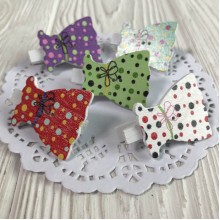 Прищепка-декор, 3,8х2,8 см, платье в горошек, упаковка 12 шт.