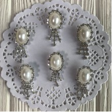 Серединка-брошь с камнем, 17х35 мм, овал с висюльками, упаковка 12 шт.