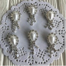 Серединка-брошь с камнем, 17х35 мм, капля с висюльками, упаковка 12 шт.