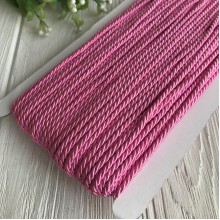 Шнур декоративный, 3 мм, ярко-розовый, рулон 50 м