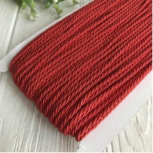 Шнур декоративный, 3 мм, красный, рулон 50 м