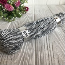 Шнур декоративный, 5 мм, серый, рулон 9 м