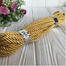 Шнур декоративный, 5 мм, темно-желтый, рулон 9 м