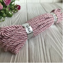 Шнур декоративный, 5 мм, светло-розовый, рулон 9 м