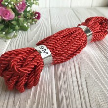 Шнур декоративный, 5 мм, красный, рулон 9 м