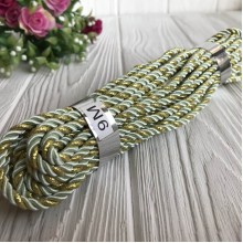 Шнур декоративный, 5 мм, мятный с золотом, рулон 9 м