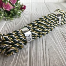 Шнур декоративный, 5 мм, зелено-бело-золотой, рулон 9 м