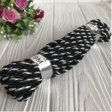 Шнур декоративный, 5 мм, черный с серебром, рулон 9 м