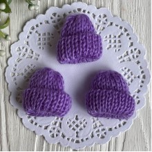 Шапочка вязаная, 4 см, фиолетовая, упаковка 20 шт.