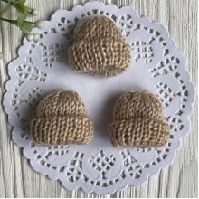 Шапочка вязаная, 4 см, бежевая, упаковка 20 шт.