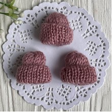 Шапочка вязаная, 4 см, пудровая, упаковка 20 шт.