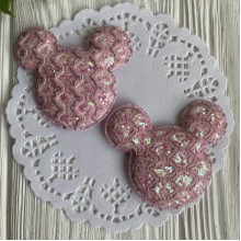 Аппликация Микки с узором, 6х5,5 см, светло-розовая, упаковка 20 шт.