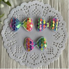 Аппликация бантик с паетками, 4х2,4 см, яркий микс, упаковка 20 шт.