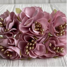 Хризантема тканевая Vip c тычинками (С30162), 4,5 см, пудрово-золотая, упаковка 60 шт.