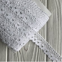 Кружево вязаное Санта (D030050), 2 см, белое, рулон 45 м