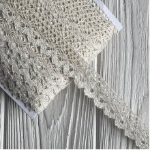 Кружево вязаное Санта (D030050), 2 см, молочное, рулон 45 м