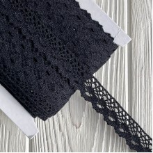 Кружево вязаное Санта (D030050), 2 см, черное, рулон 45 м