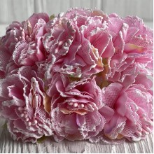 Хризантема тканевая с белым кантом, 4,5 см, розовая, упаковка 48 шт.