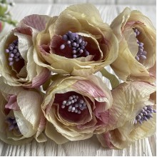 Піон тканинний жатка, 4 см, молочно-фіолетовий, упаковка 30 шт.