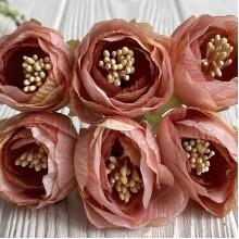 Піон тканинний жатка, 4 см, кораловий, упаковка 30 шт.