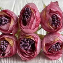 Піон тканинний жатка, 4 см, рожево-малиновий, упаковка 30 шт.