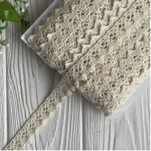 Кружево вязаное Вики узкое, 1,5 см, молочное, рулон 45 м