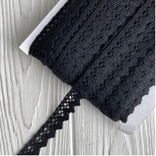 Кружево вязаное Вики (D030030), 2,2 см, черное, рулон 45 м