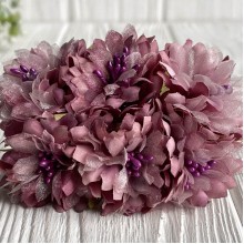 Хризантема тканевая с фатином, 4 см, баклажановая, упаковка 48 шт.