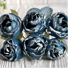 Піон тканевий з білим кантом, 3,5 см, темно-бірюзовий, упаковка 48 шт.