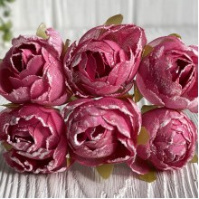 Піон тканевий з білим кантом, 3,5 см, малиновий, упаковка 48 шт.